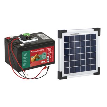 AKO Solar-Set 5W für 9V Batteriegeräte, inkl. AGM-Akku 15Ah