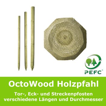 OctoWood Holzpfahl, verschiedene Längen und Durchmesser